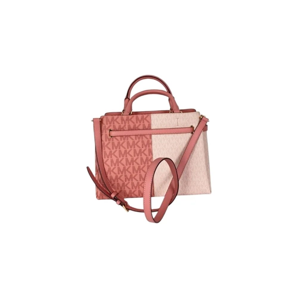 NWT MICHAEL KORS REED LARGE CENTER ZIP BELTED SATCHEL PRIMROSE SIGNATURE MULTI